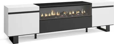 Immagine prodotto di COZY Mobile TV Soggiorno, 200x35x57cm, Per TV fino a 80, Camino elettrico, Bianco e Nero