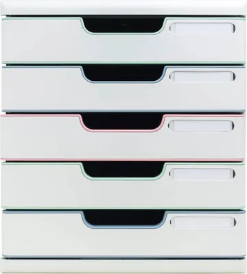 Produktbild von Exacompta Schubladenbox Modulo, 5 Schubladen, AutentiK Farben sortiert 301303D