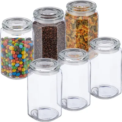 Produktbild von relaxdays 6er Set Vorratsgläser mit Deckel 2400 ml