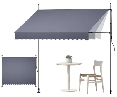 Produktbild von VEVOR Klemmmarkise 300 cm, Höhenverstellbare Markise mit Handkurbel, Terrassenmarkise UPF 80+ Sonnenschutz, Sonnenmarkise, Balkonmarkise, Ideal für Terrasse, Balkon & Garten, Dunkelgrau