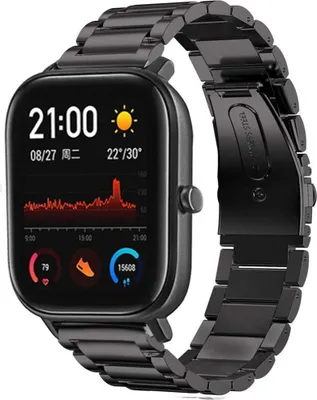 Produktbild von Strap-it Amazfit GTS Titanarmband (Schwarz)