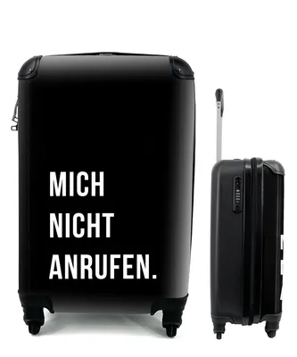 Produktbild von MuchoWow® Koffer Handgepäck Trolley Rollkoffer Kleine Reisekoffer mit 4 Rollen - Ich rufe nicht an - Schwarz - Zitate - Cabin Size < 55x40x23 cm & 55x40x20 cm - Fotokoffer - Kabinenkoffer - Boardgepäck - Reise-Box - Reisekoffer - Reisegepäck - Koffer mit Bild - Trolley für Kinder