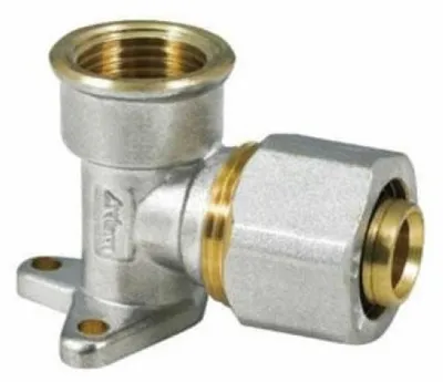 Imagen del producto de Codo de 20 mm con brida de compresión, de una sola pieza, con rosca de 1/2"