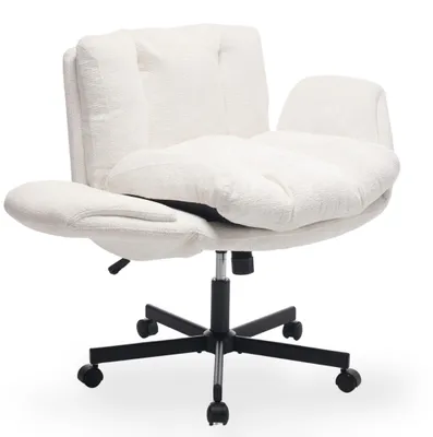 Immagine prodotto di Sedia da ufficio in tessuto chenille, con seduta ampia e braccioli regolabili, color beige