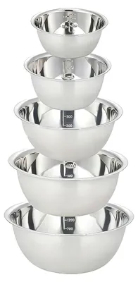 Produktbild von 5-teiliges Edelstahl-Rührschüssel-Set, stapelbare Schüsseln, große, spülmaschinenfeste Edelstahlschüsseln, Salatschüsseln zum Backen, Servieren und Snacken