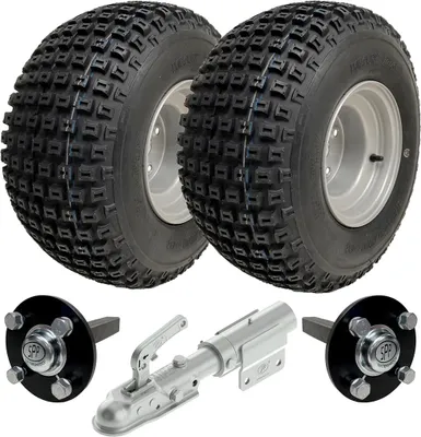 Zdjęcie produktu dla zestaw 18x9.50-8 ATV Quad Trailer Koła Knobby Piasta i osie obrotowe Zaczep obrotowy 204 kg