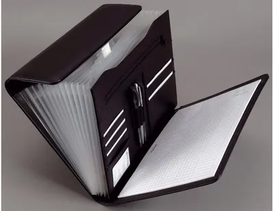 Produktbild von Konferenzmappe A4 Kunstleder mit Fächtertaschen schwarz Packung mit 10 Stück