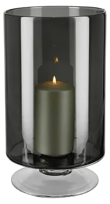 Produktbild von Fink VIANA, Windlicht, Vase, Glas, grau, klar, L. 20 cm, B. 20 cm, H. 34.5 cm, D. 20 cm 115356