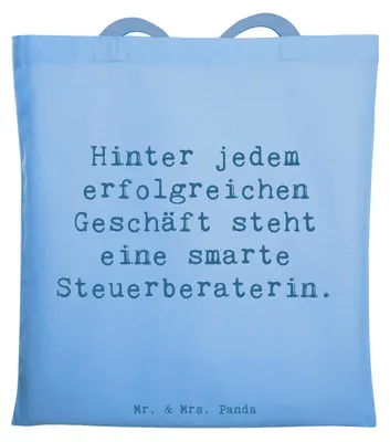 Produktbild von Mr. & Mrs. Panda dokumententasche Spruch Steuerberaterin Erfolg - Sky Blue - Geschenk, Tote Bag, Anerkennung, Schultasche, personalisierte Geschenke, Einzigartig, Beruf