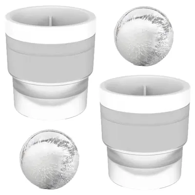 Produktbild von Eiskugelformen, runde Eiskugeln. Stapelbarer, langsam schmelzender Eiswürfelbereiter für Whisky.