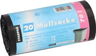 Produktbild von 500 Papstar Müllsäcke, HDPE 70 l 100 cm x 58 cm schwarz 90464