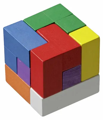 Produktbild von Soma Würfel aus Holz, buntes 3D-Puzzle ab 6 Jahren