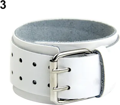 Produktbild von Verstellbares 2-lagiges Herren-Armband aus Kunstleder mit Schnalle und Manschette-Weiß