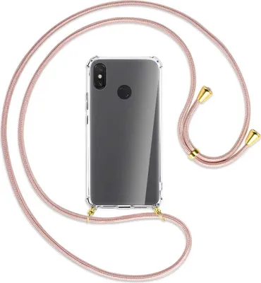 Produktbild von Handykette Backcover-Schutzhülle mit Band (Metall goldfarben) für Xiaomi Mi Max 3 - roségold