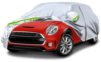 Productafbeelding van Autobeschermhoes voor volledige garage, geschikt voor Mini Cooper 5-deurs, modeljaren 2013-2024, geschikt voor alle weersomstandigheden, reflecterend, winddicht, kleur: zilver