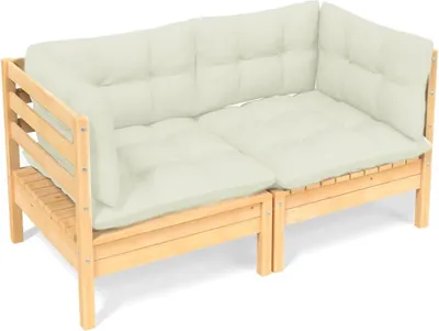 Produktbild von vidaXL 2-Sitzer-Gartensofa mit Creme Kissen Massivholz Kiefer