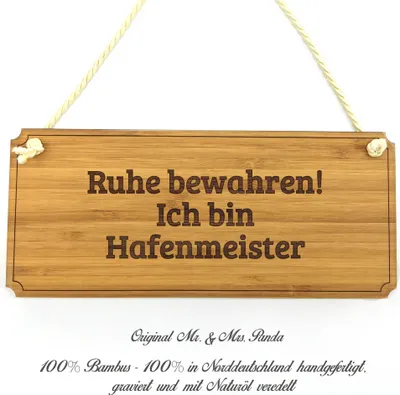 Produktbild von Mr. & Mrs. Panda Schild Hafenmeister - Geschenk, Holzschild, Abschluss, Infotafel, Geschenkidee, Berufsschule, Landhaus, Graviert, Türschild, Studium, Shabby, Wegweiser