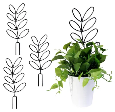 Produktbild von 3 Stück Metall Blumenstütze in Blattform für Garten und Topfpflanzen