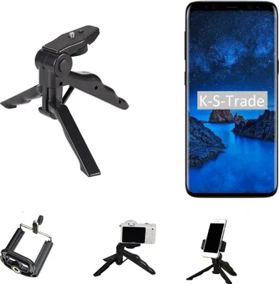 Produktbild von K-S-Trade Stativ Tisch-Ständer Dreibein Handy-Stativ Ständer kompatibel mit Samsung Galaxy S9 Mini-Stativ Smartphone Tripod Handy-Stativ aus Plastik