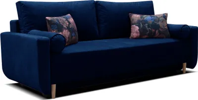 Produktbild von Modernes Sofa, modernes Design, klassischer Stil, elegante Stoffkombinationen, gemütliches Sofa mit Schlaffunktion, Schlafsofa, Sofa mit Bettzeugablage, komfortable Sitzgelegenheit ideal für Wohnzimmer, Lounge oder auch Schlafzimmer - ZUMBA (Dunkelblau)