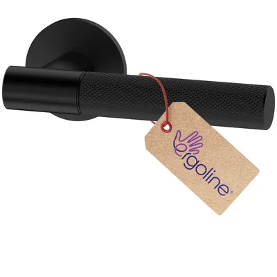 Produktbild von ERGO line Schwarz Türbeschlag LEA ohne Schlossrosette, Türbeschlag mit gerändeltem Griff; Schwarz Matt, Türgriff; Türklinke; Türdrücker