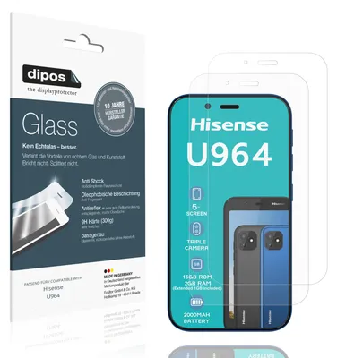 Produktbild von 2x Schutzfolie für Hisense U964 matt - Anti-Shock 9H Folie dipos Glass Kunststoffglas