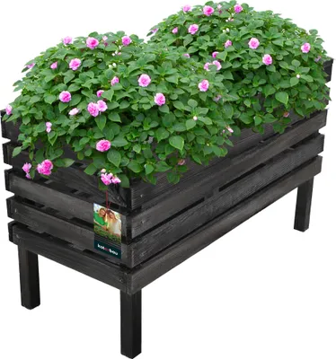 Produktbild von KOTARBAU® Hochbeete für Garten 64 x 30 x 39 cm Blumenkasten Holz Schwarz Balkon Pflanzkasten Blumenkiste Blumentopf  Holzblumenkästen Pflanztopf Pflanzkübel Holzkasten Gemüsebeet Gartenbeet
