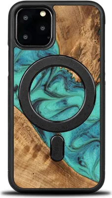 Image de Housse en bois Bewood iPhone 11 Pro, Turquoise MagSafe