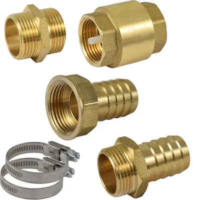 Produktbild von Agora-Tec® Zubehörtüte (4) für Saug- und Druckschlauch 1 Zoll IG/AG + RV + DN