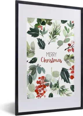 Produktbild von MuchoWow® Gerahmtes Poster Weihnachten - Zitat - Aquarell 40x60 cm - Poster mit Schwarzem Bilderrahmen Wandposter Rahmen Foto Bilder - Poster in Rahmen