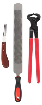 Produktbild von Professionelles Hufpflege-Set - Hufschneider - Hufmesser - Hufraspel - Handgriff