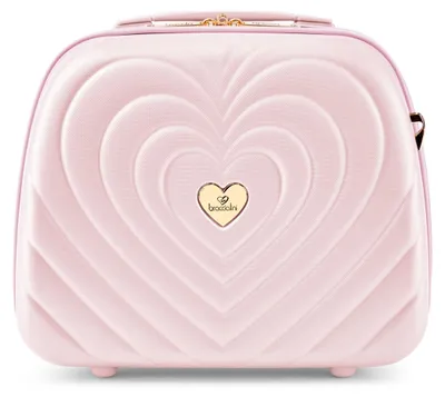 Produktbild von Braccialini Matelassé Beauty Case Gold mit geprägter Herzstruktur und Doppelreißverschluss