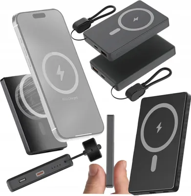 Zdjęcie produktu dla POWERBANK 10000 mAh szybkie ładowanie USB-C USB-A bezprzewodowe 15 W Imiki