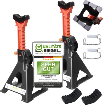 Produktbild von Mucola Wagenheber 2x3000KG Abstellböcke Unterstellbock Höhenverstellbar Rangierwagenheber Abstellbock PKW Auto Heber - Schwarz/Orange