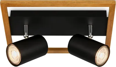 Immagine prodotto di Faretto, nero, con legno, escl. 2xGU10/max. 9W