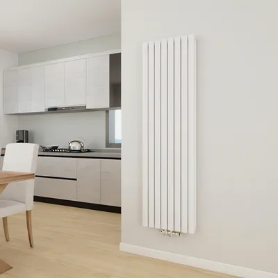 Produktbild von Design Heizkörper Modern Paneelheizkörper 1600 x472mm Weiß Vertikal Oval Mittelanschluss Badheizkörper Doppellagig 1796W