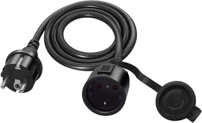 Obrázek produktu pro Prodlužovací kabel s konektorem Schuko na konektor, 16 A, 1 metr, černý