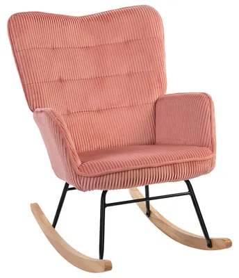 Produktbild von HOMCOM Schaukelstuhl, Schaukelsessel mit Kordoptik, Armlehne für Wohnzimmer