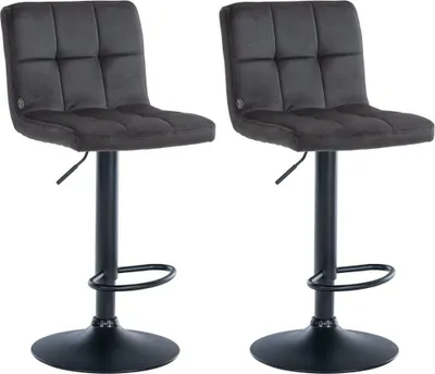 Immagine prodotto di set di 2 sgabelli da bar in velluto - Sgabello - Regolabile in altezza e ruotabile a 360° | Colore: Nero | Colore base: Nero