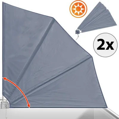 Produktbild von DETEX® 2x Balkonfächer Sichtschutz inkl. Abdeckung 140x140cm Wetterfest UV-beständig Terrasse Seitenmarkise Sonnenschutz Wandhalterung Anthrazit