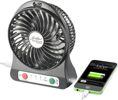 Produktbild von 3in1 Akku Tisch-Ventilator mit Powerbank-Funktion + Leuchte / Lampe 1.800 mAh Auto Camping