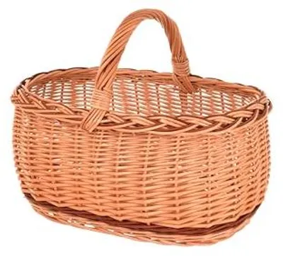 Image de Panier en osier tressé, avec anse, grande taille, 47 x 35 x 33 cm. Panier d'achat en osier, panier tressé robuste, idéal pour la cueillette de champignons, les pique-niques, en osier naturel