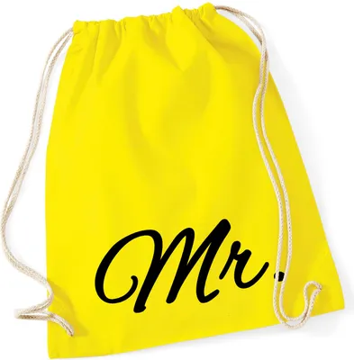 Produktbild von Huuraa Turnbeutel Mr. Schriftzug 12 Liter Yellow Baumwolle Rucksack Geschenkidee