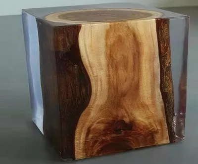 Produktbild von Brauner Epoxidharz Beistelltisch Quadratischer Wohnzimmer Harztisch
