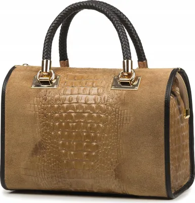 Productafbeelding van Italiaanse dameshandtas, echte leren tas, taupe kleur, leren handtas, Italië
