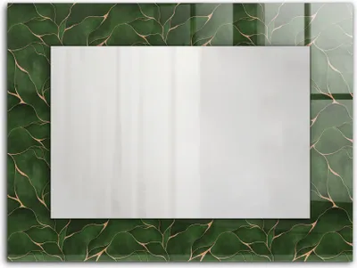 Zdjęcie produktu dla Zielone liście wzór – Lustro Prostokątne z Printem 80x60 cm – Nowoczesne – Dekoracyjne Na Ścianę