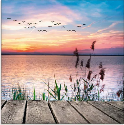 Produktbild von ARTland Glasbild Der See in den Farben der Wolken Größe: 50x50 cm