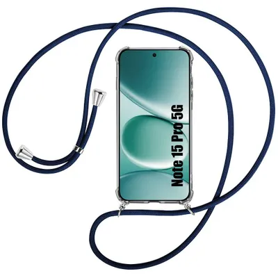 Image de Coque Silicone pour Xiaomi Redmi Note 15 Pro 5G, Antichoc avec Bandoulière Bleu Marine