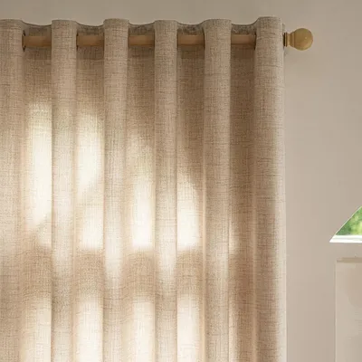 Produktbild von Hellbeige Vorhänge mit Faltenband – Verdunkelungsvorhänge – Thermische Vorhänge für Schlafzimmer – Wohnzimmer – Leinenoptik
