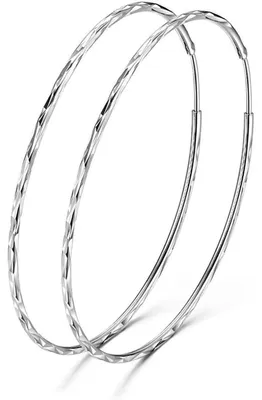 Immagine prodotto di Orecchini a cerchio in argento sterling 925, diametro 60 mm, adatti a donne e ragazze